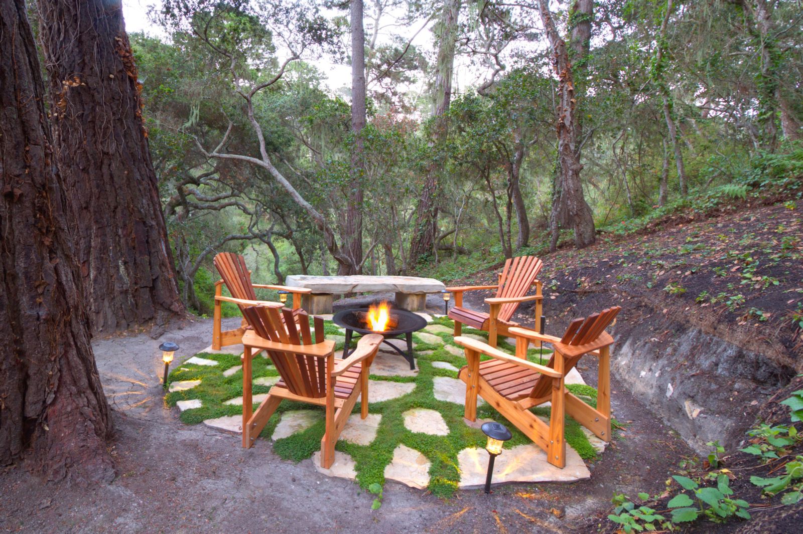 Fire pit with Carmel Stone found right there in the Canyon!