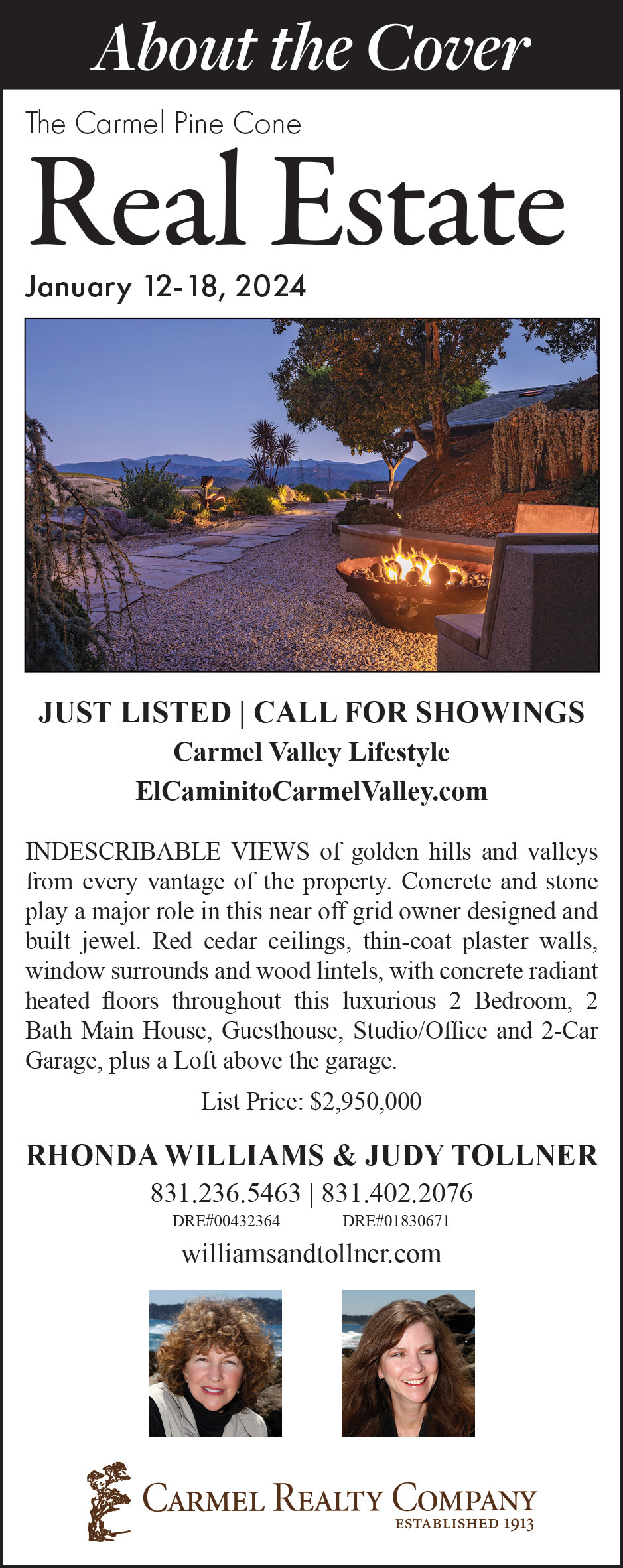 Carmel Pine Cone, Real Estate Section About the Cover 